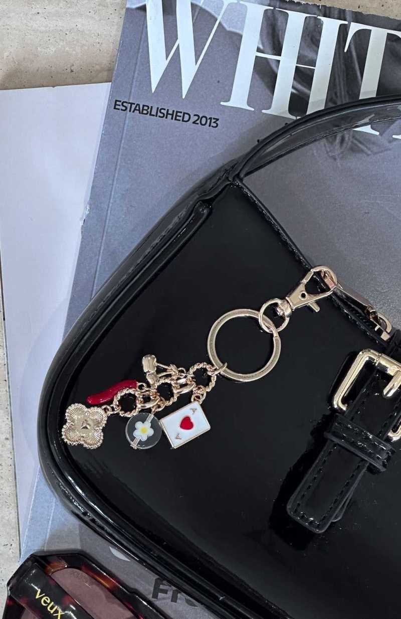 White Fox Jamie Keychain Gold/Red | XERMAN-831