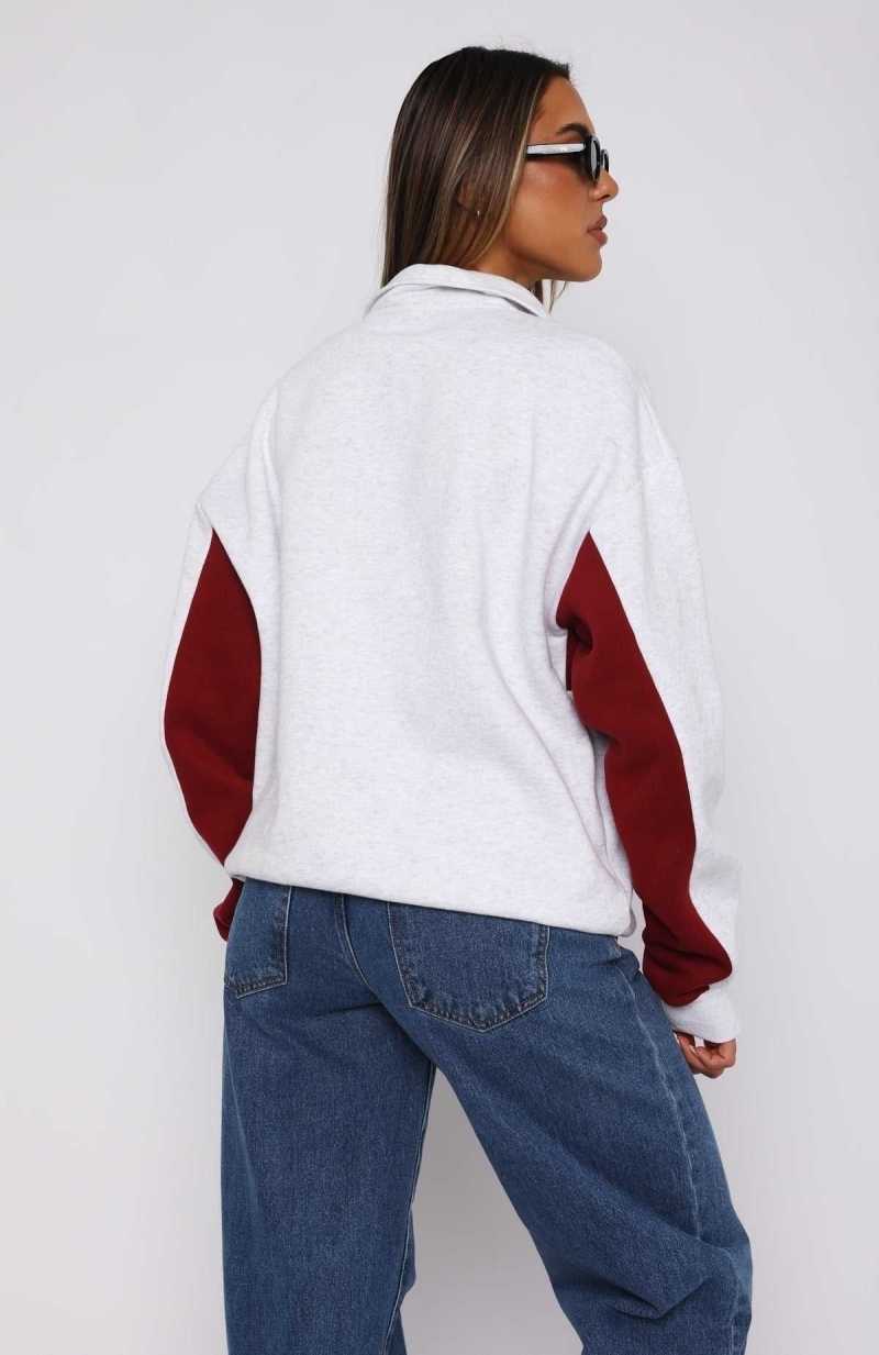 White Fox Jokes On You Zip Front Sweater Grey Marle | GROUEP-943