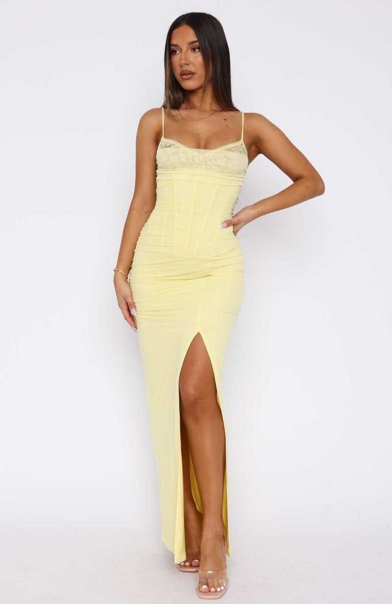 White Fox Just Be Friends Maxi Dress Lemon | RHXCTK-089