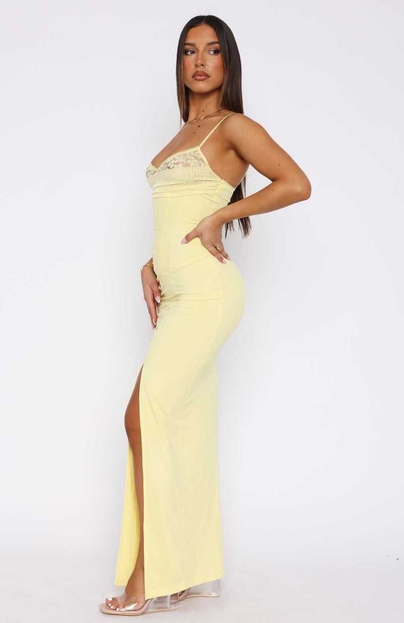 White Fox Just Be Friends Maxi Dress Lemon | RHXCTK-089