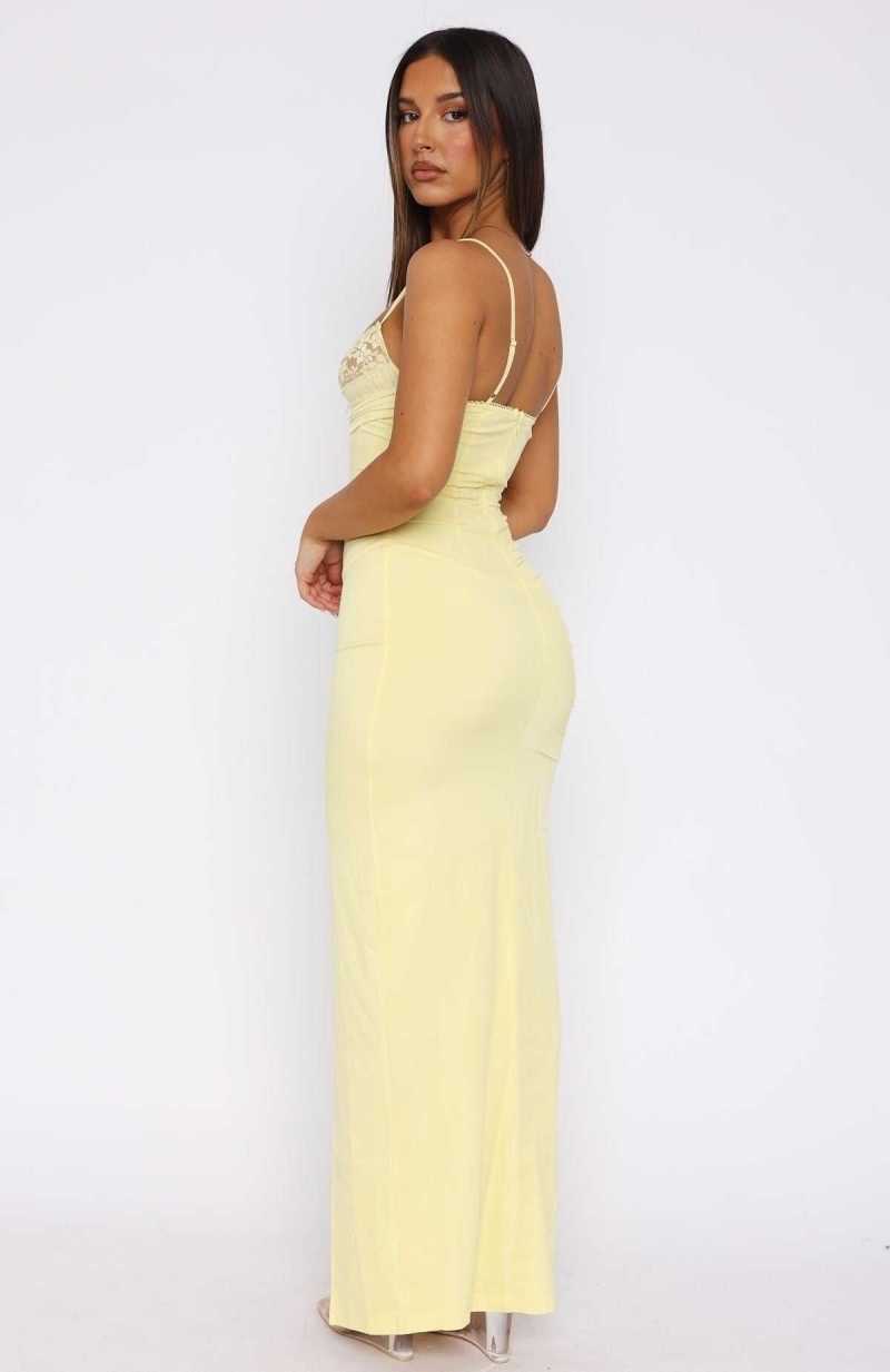 White Fox Just Be Friends Maxi Dress Lemon | RHXCTK-089