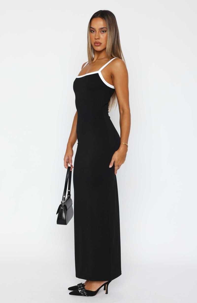 White Fox Just Stay Calm Maxi Dress Black | XIKSLT-658