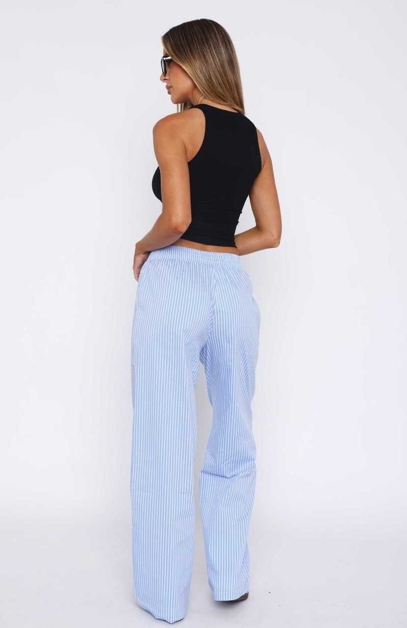 White Fox Just Stop Pants Blue Stripe | SGPRHL-146