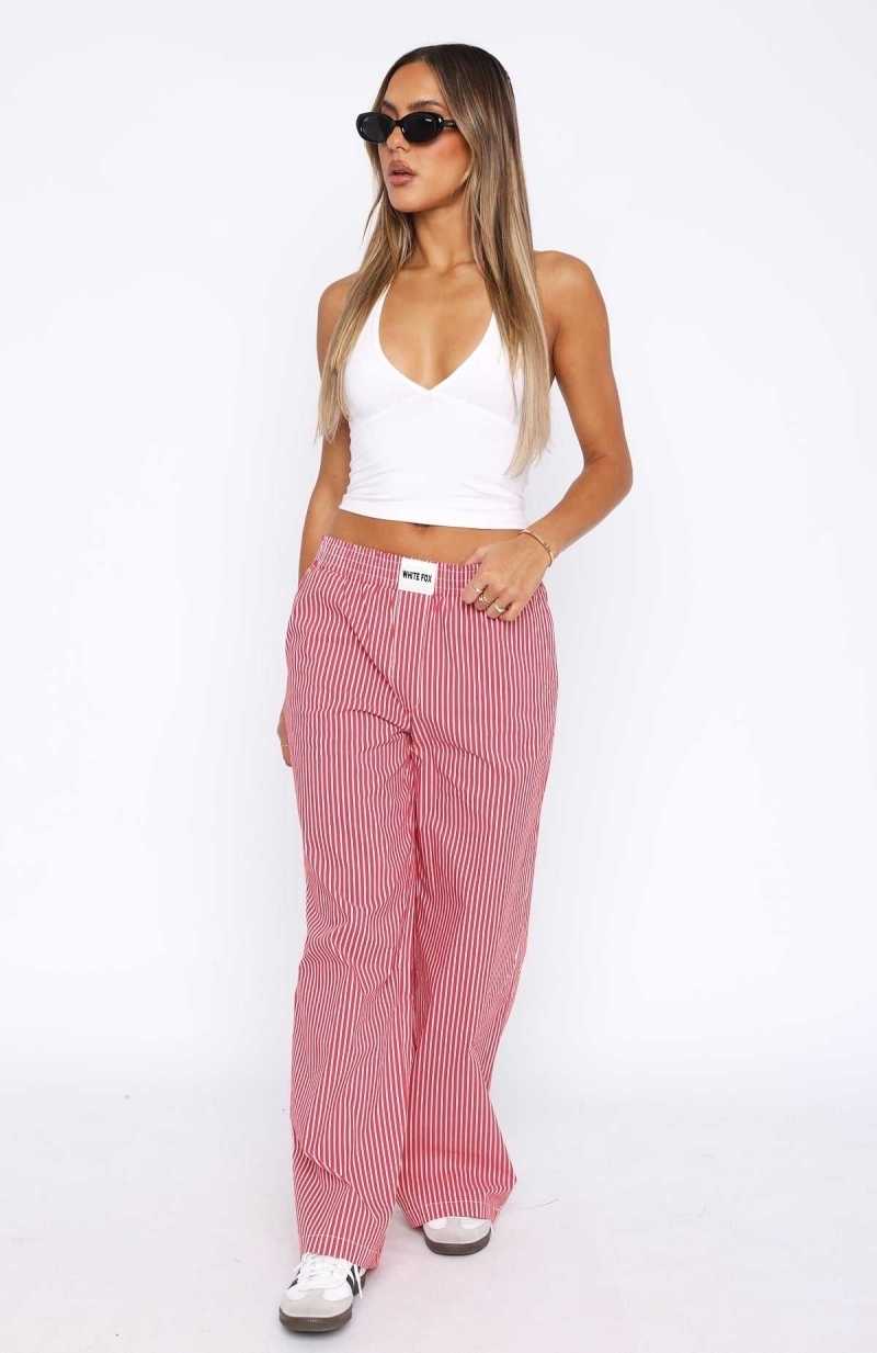 White Fox Just Stop Pants Red Stripe | QJXRIP-572