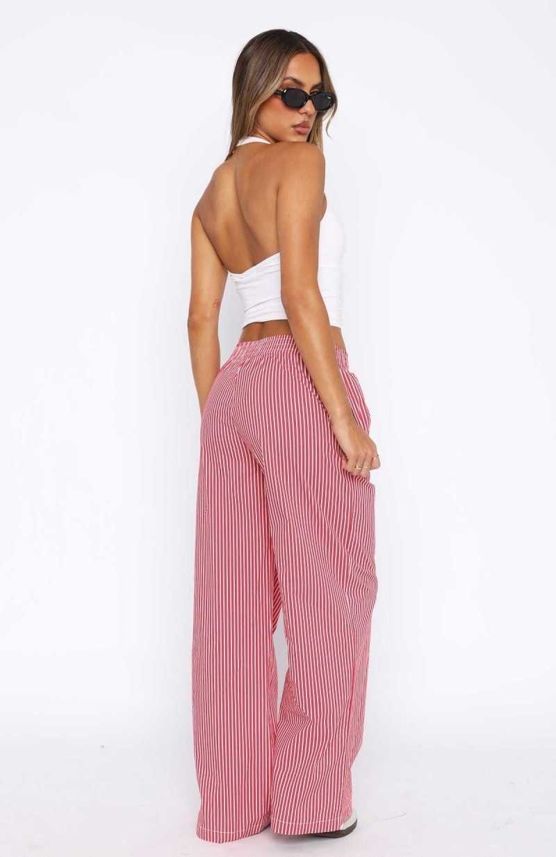 White Fox Just Stop Pants Red Stripe | QJXRIP-572