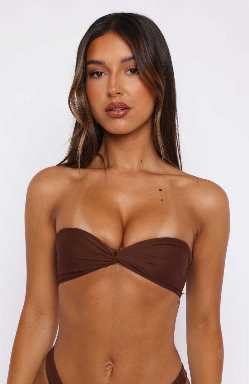 White Fox Kaya Bikini Top Chocolate | YXQLFW-374