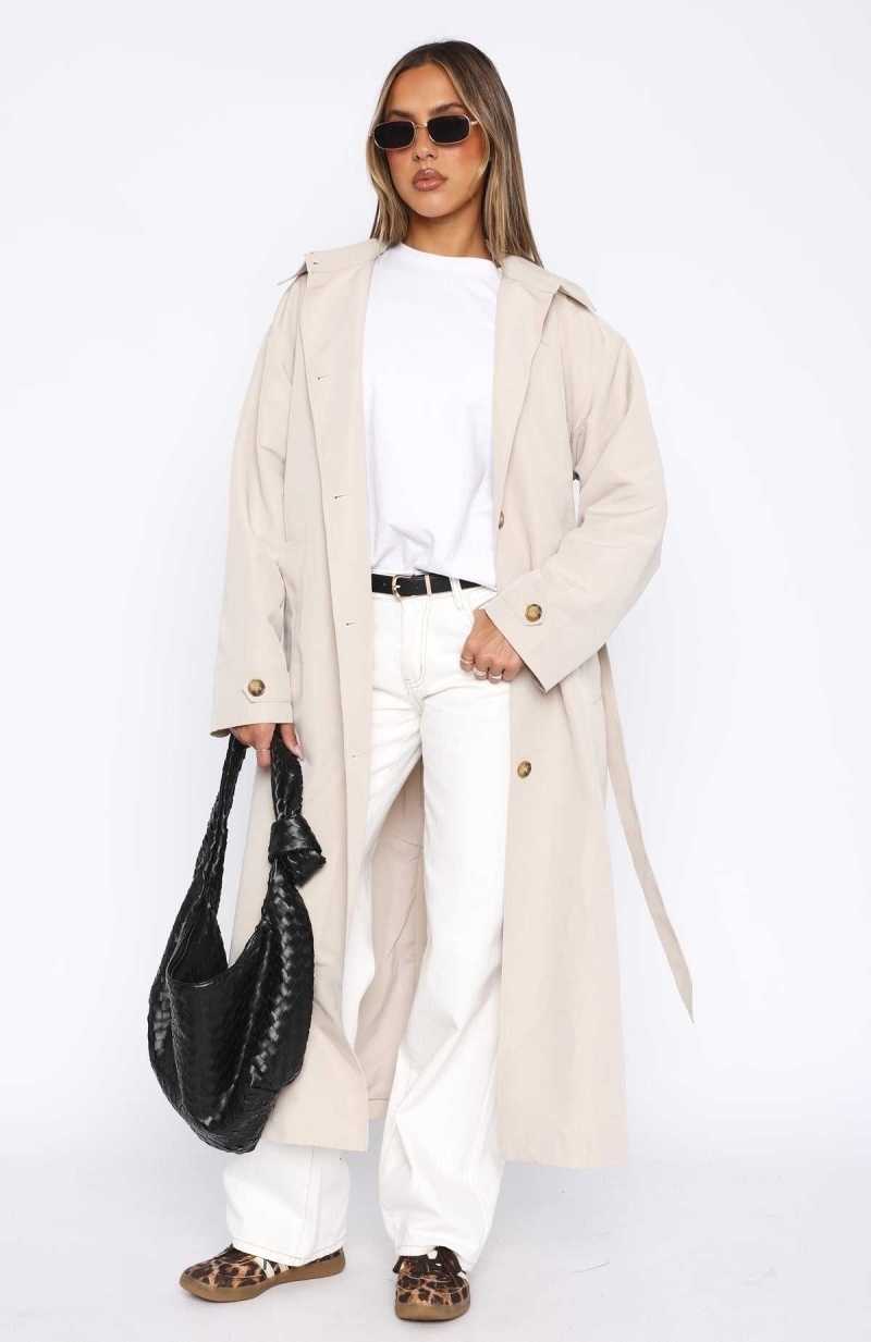 White Fox Keep A Secret Trench Coat Dove | TWQRAF-360