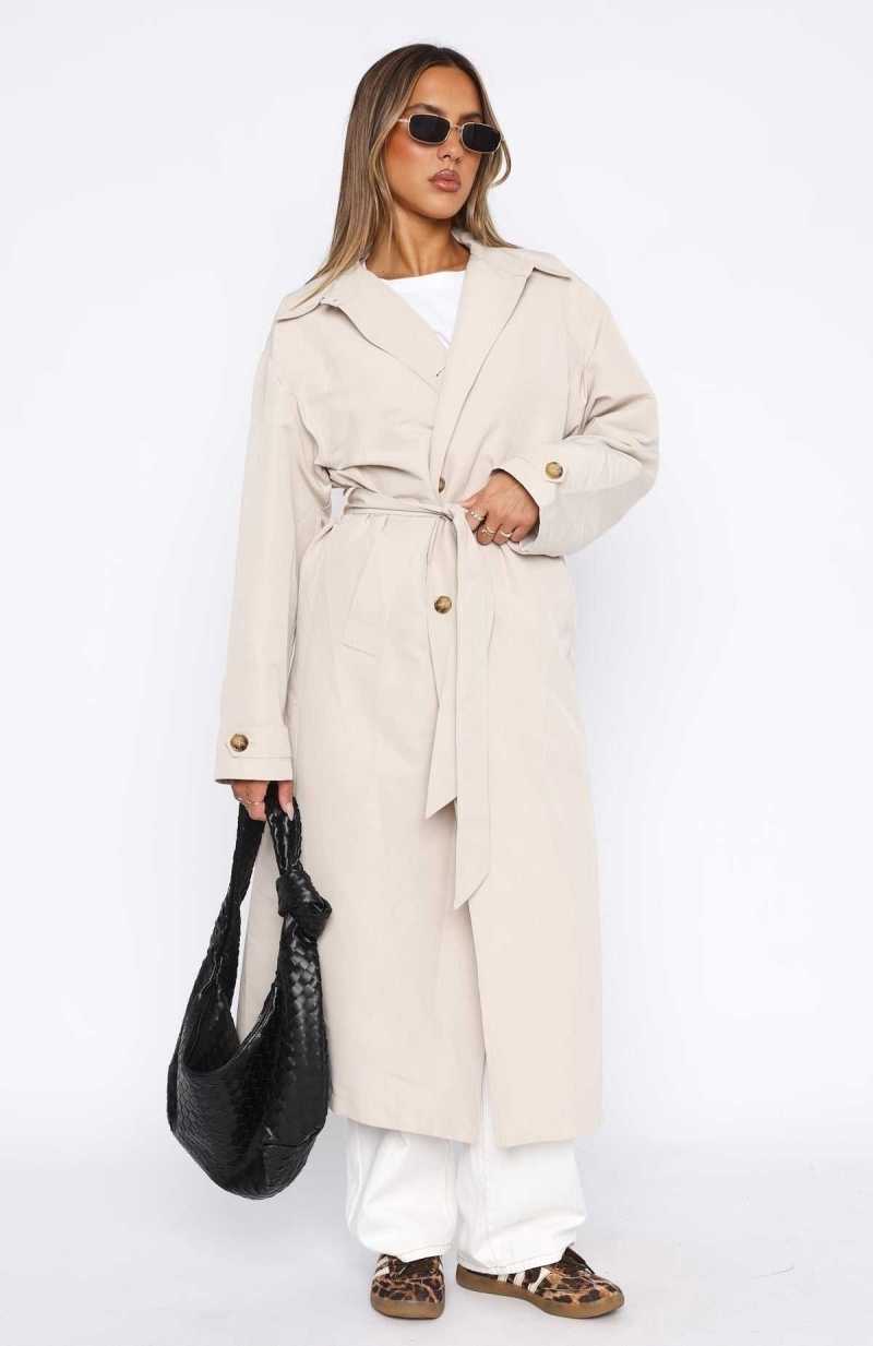 White Fox Keep A Secret Trench Coat Dove | TWQRAF-360