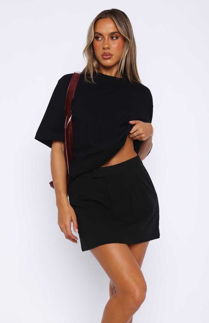 White Fox Keep Me Waiting Mini Skirt Black | CSBOEP-825