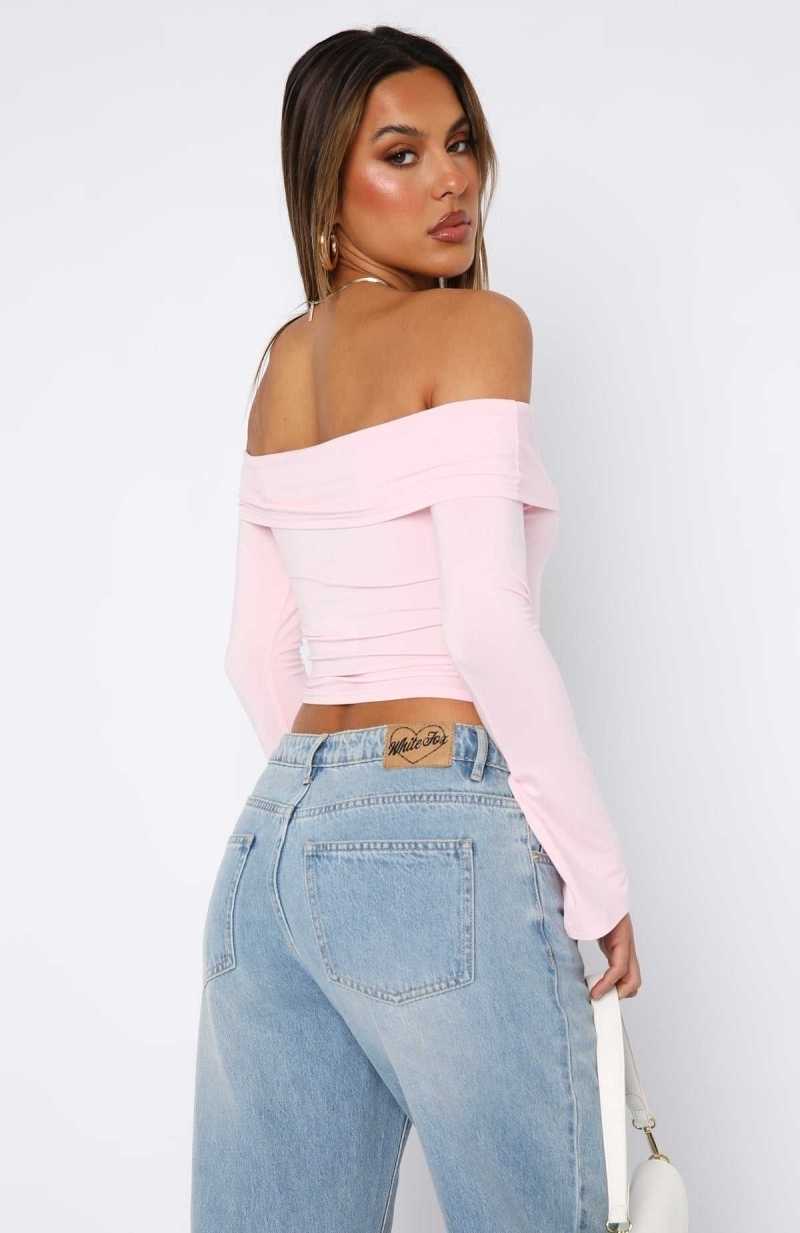 White Fox Keep Saying Sorry Long Sleeve Top Baby Pink | HVQJZK-210