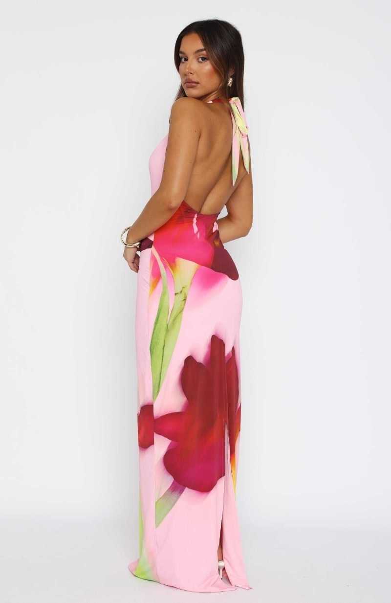 White Fox Kiwi Kisses Maxi Dress Blushing Blossom | RPZIAG-867