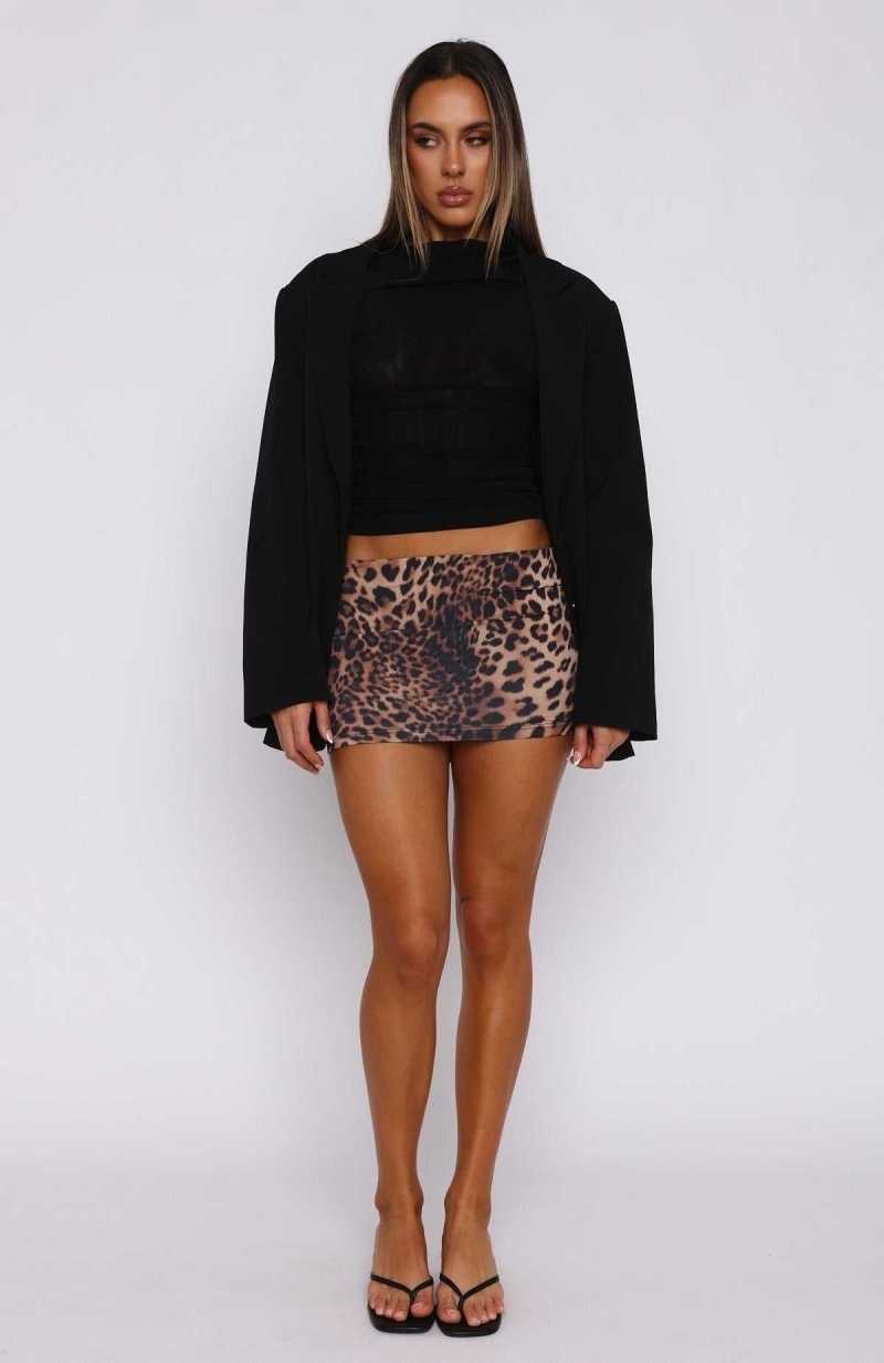 White Fox Late Nights Mini Skirt Cheetah | YGTDBU-143