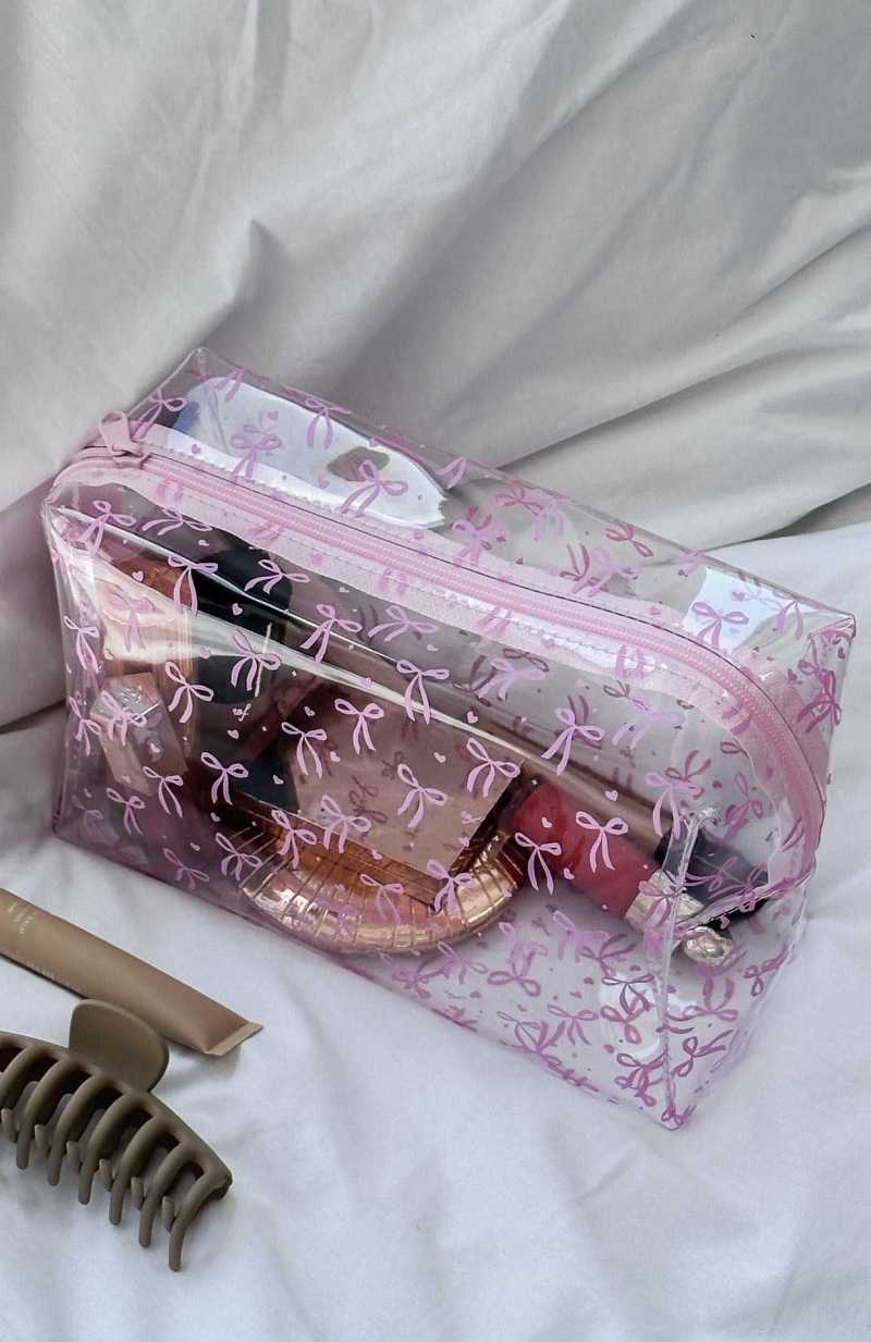 White Fox Late Notice Cosmetic Case Clear/Pink | NOXBPE-279