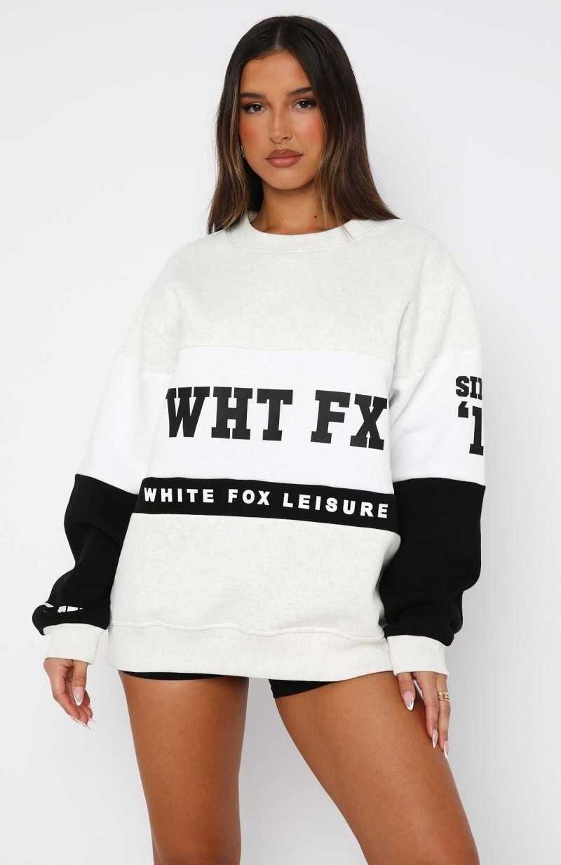 White Fox Latest And Greatest Oversized Sweater Grey Marle/Black | XEASDI-460