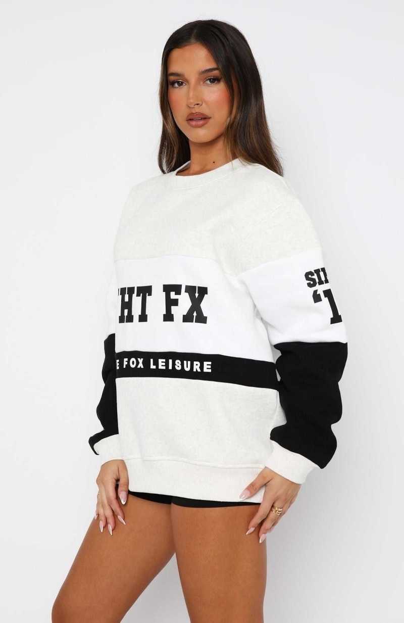 White Fox Latest And Greatest Oversized Sweater Grey Marle/Black | XEASDI-460