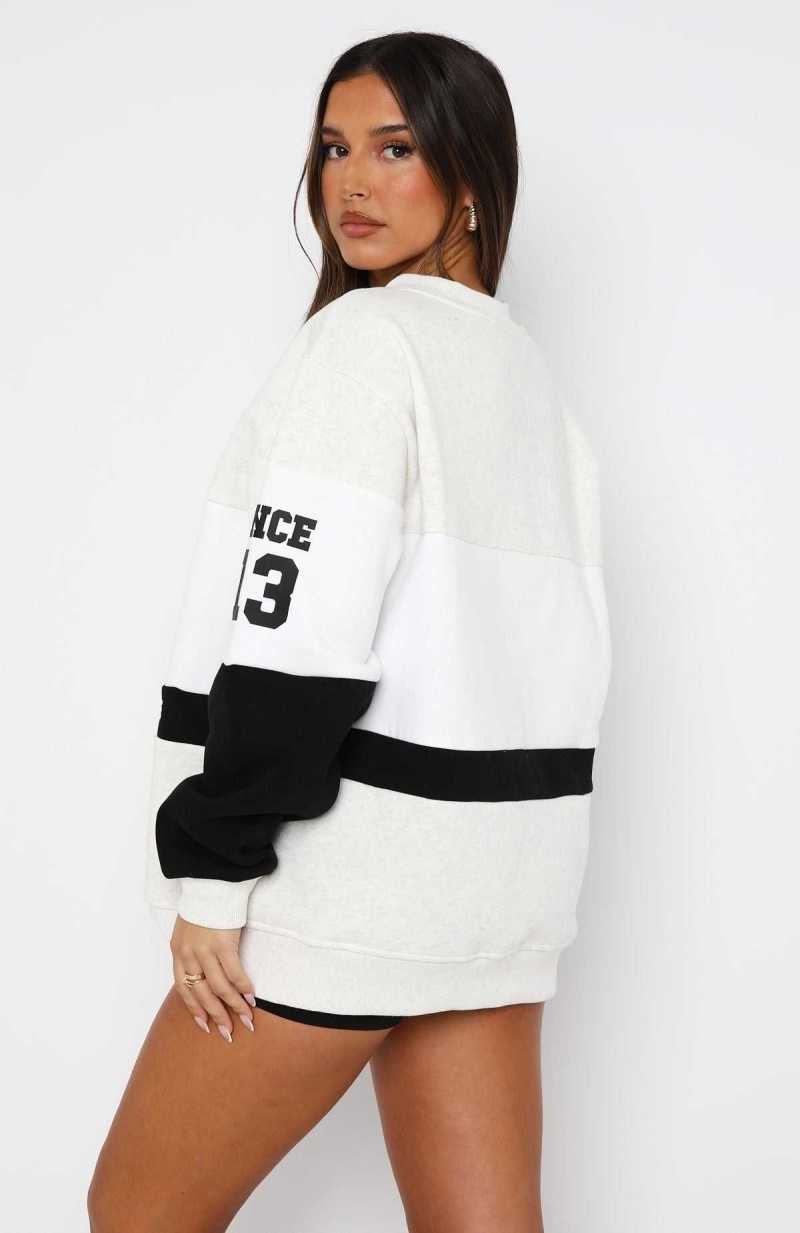 White Fox Latest And Greatest Oversized Sweater Grey Marle/Black | XEASDI-460