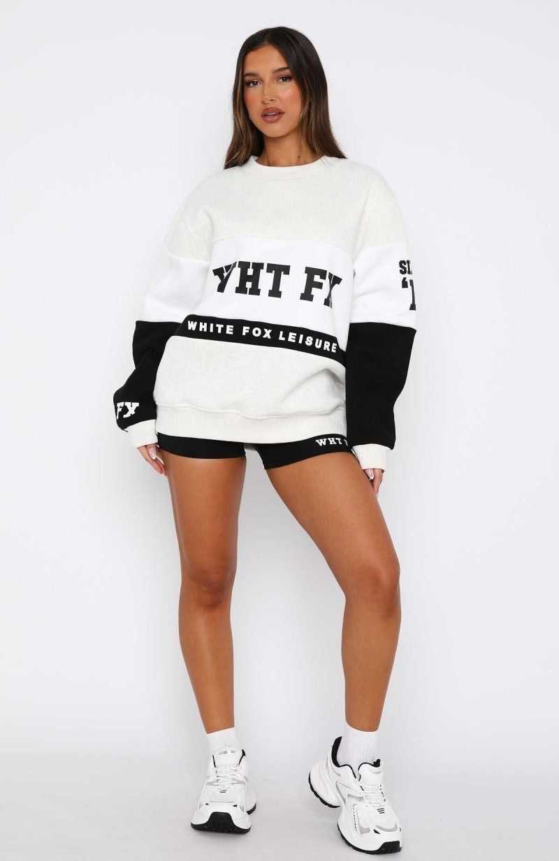 White Fox Latest And Greatest Oversized Sweater Grey Marle/Black | XEASDI-460