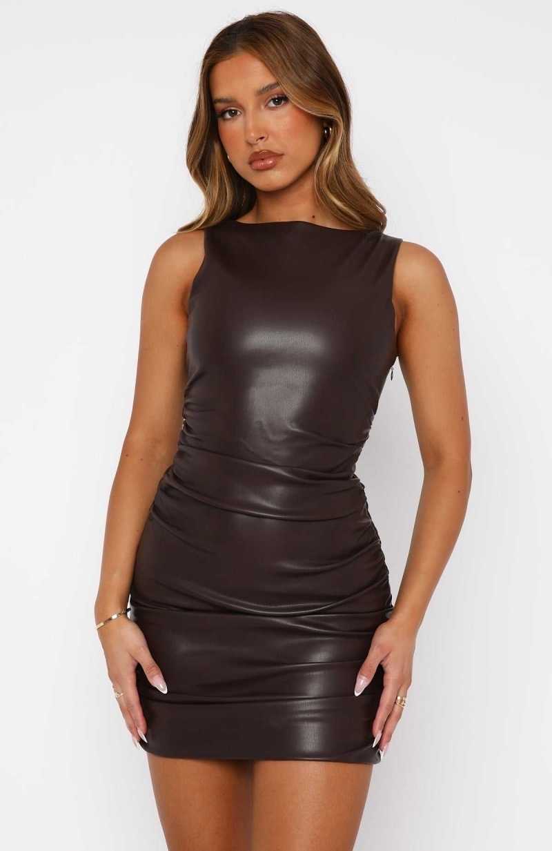 White Fox Lavish Lifestyle Mini Dress Chocolate | YWUAVM-643