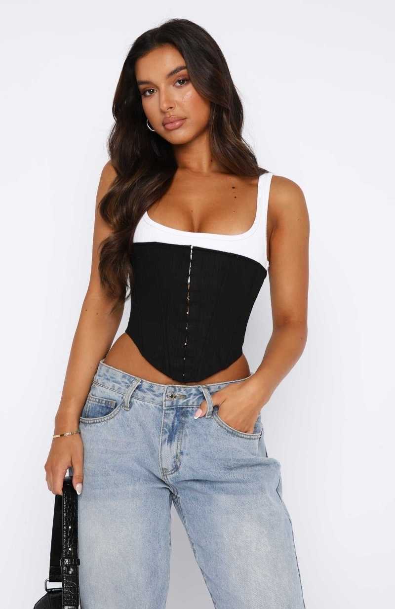 White Fox Lay It Down Bustier Black | JZQOUE-392