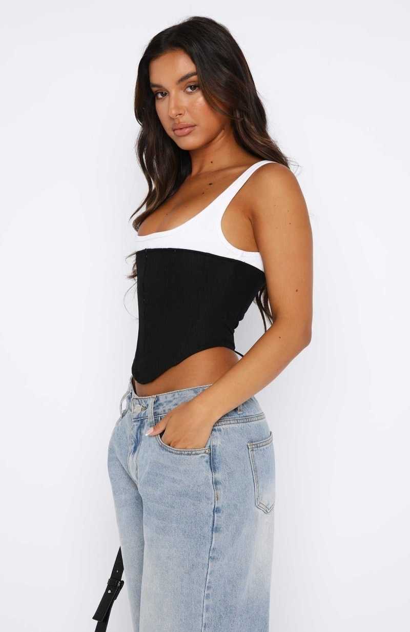 White Fox Lay It Down Bustier Black | JZQOUE-392