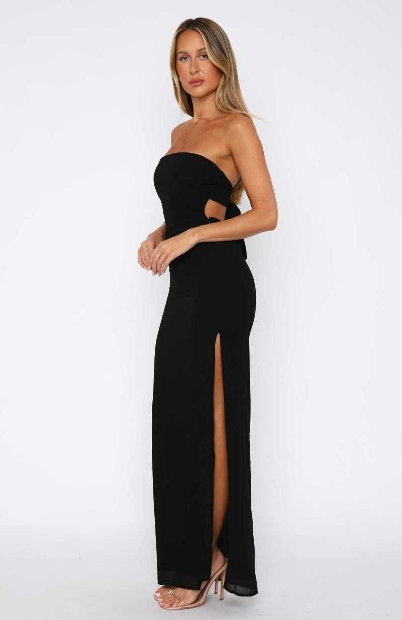 White Fox Leave You Alone Maxi Dress Black | QTNMFR-789