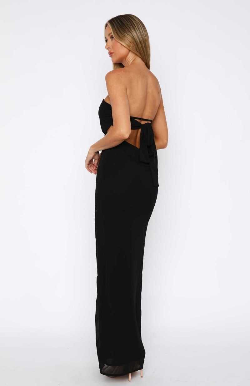 White Fox Leave You Alone Maxi Dress Black | QTNMFR-789