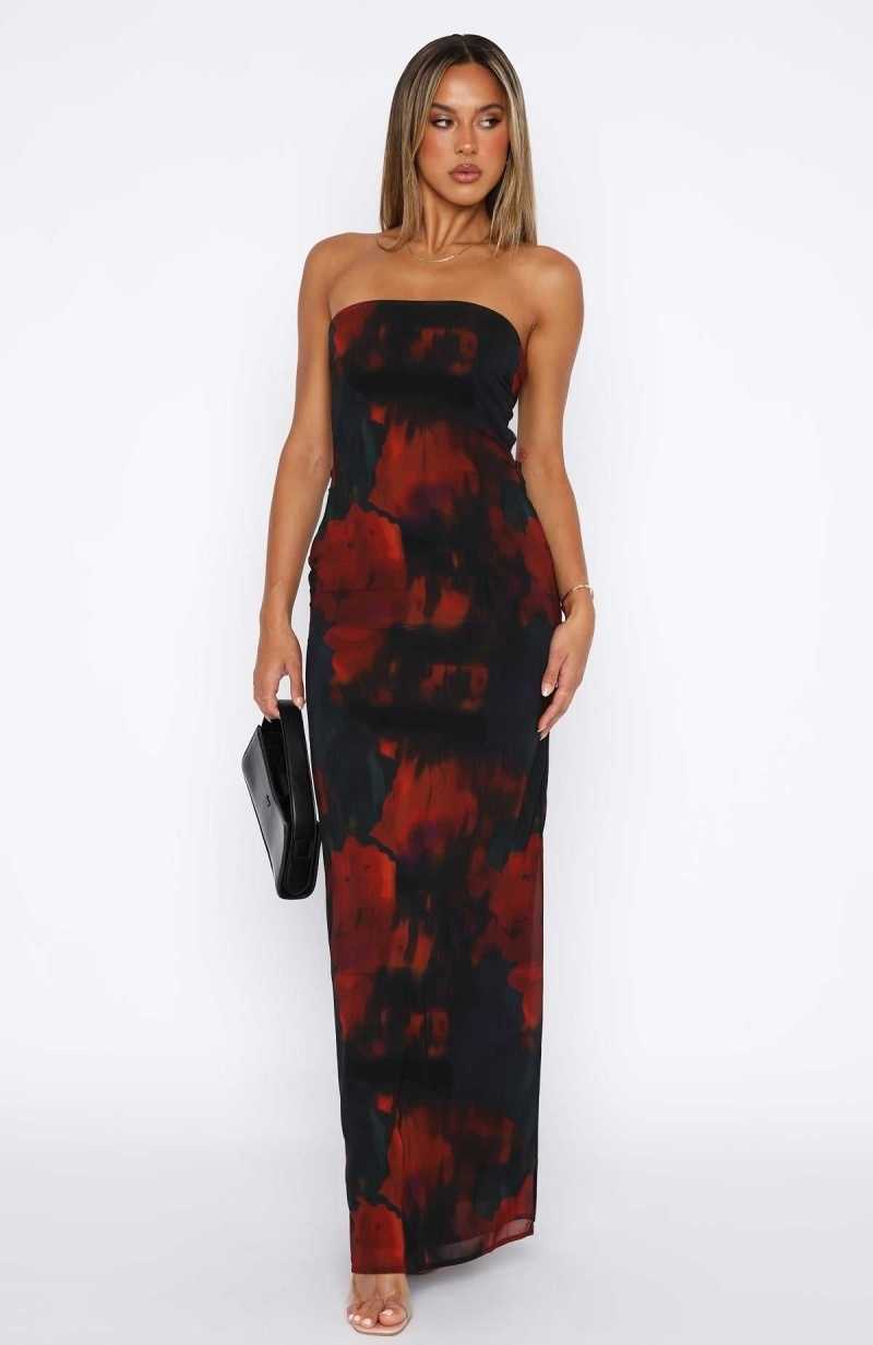 White Fox Leave You Alone Maxi Dress Deep Merlot | ZQHDWN-694