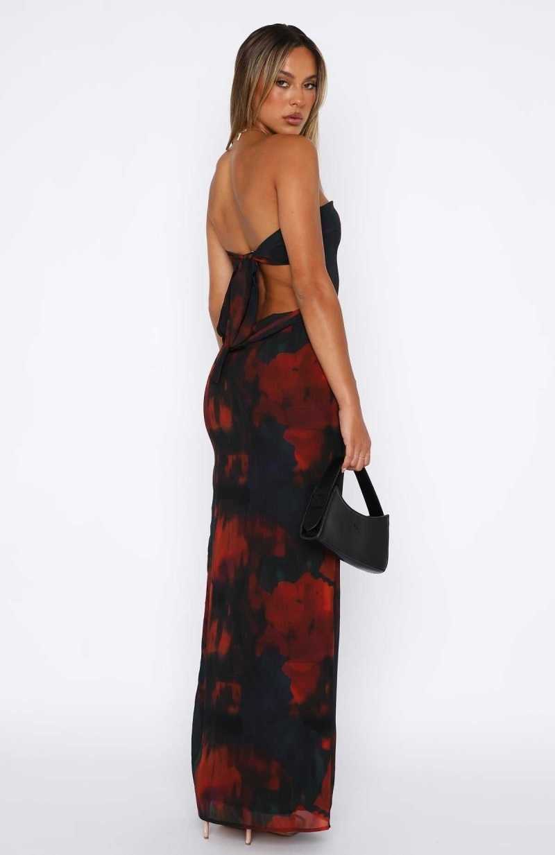 White Fox Leave You Alone Maxi Dress Deep Merlot | ZQHDWN-694