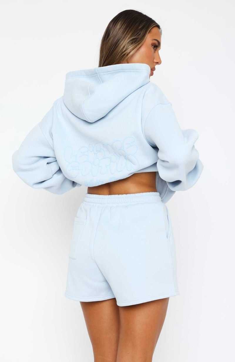 White Fox Leisure Edition Lounge Shorts Baby Blue | LHZRKD-539