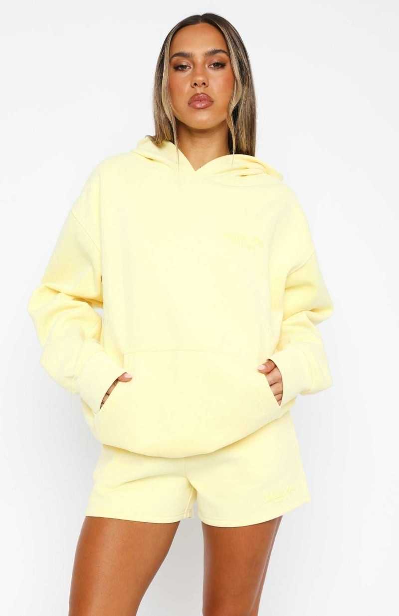 White Fox Leisure Edition Oversized Hoodie Lemon | IQKTGU-139