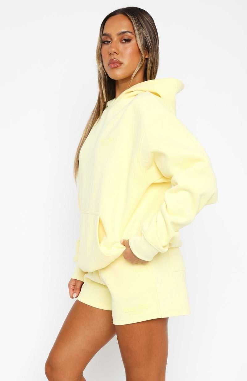 White Fox Leisure Edition Oversized Hoodie Lemon | IQKTGU-139