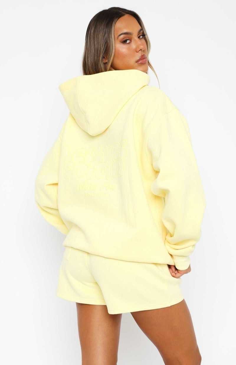 White Fox Leisure Edition Oversized Hoodie Lemon | IQKTGU-139