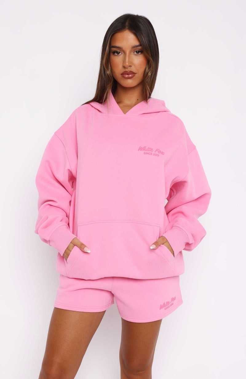 White Fox Leisure Edition Oversized Hoodie Pink | DZVALG-354