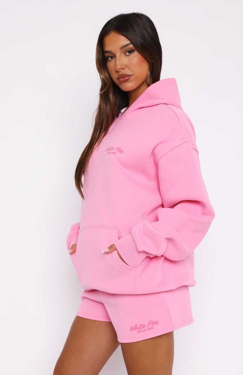 White Fox Leisure Edition Oversized Hoodie Pink | DZVALG-354