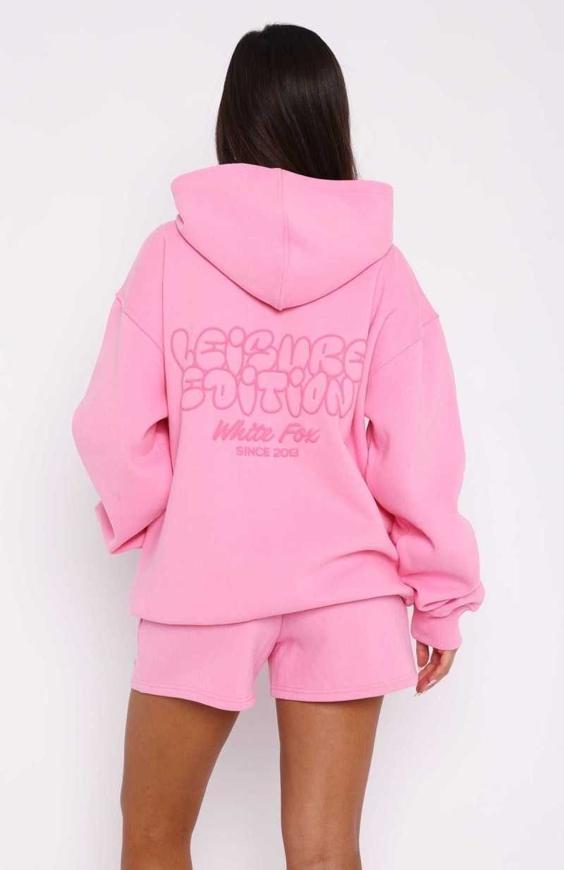 White Fox Leisure Edition Oversized Hoodie Pink | DZVALG-354