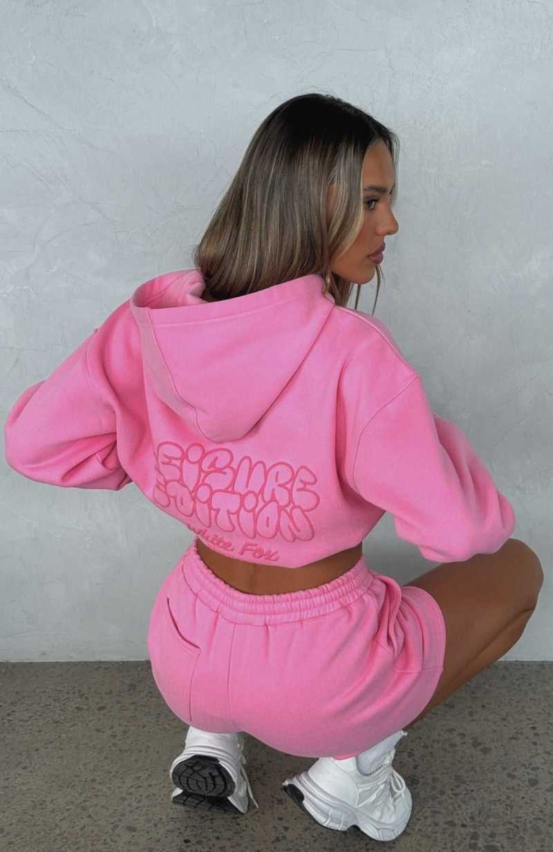 White Fox Leisure Edition Oversized Hoodie Pink | DZVALG-354