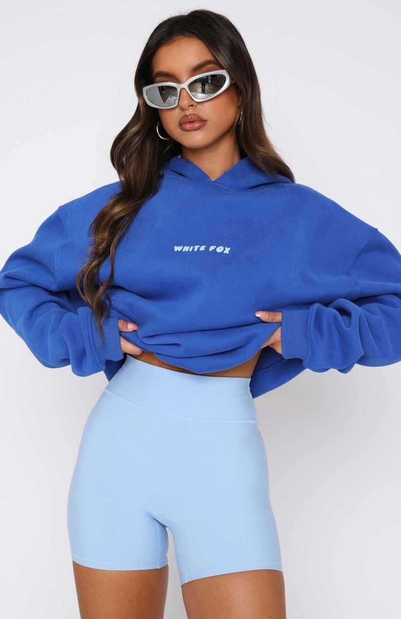 White Fox Leisure Series Oversized Hoodie Cobalt | CGZODL-796