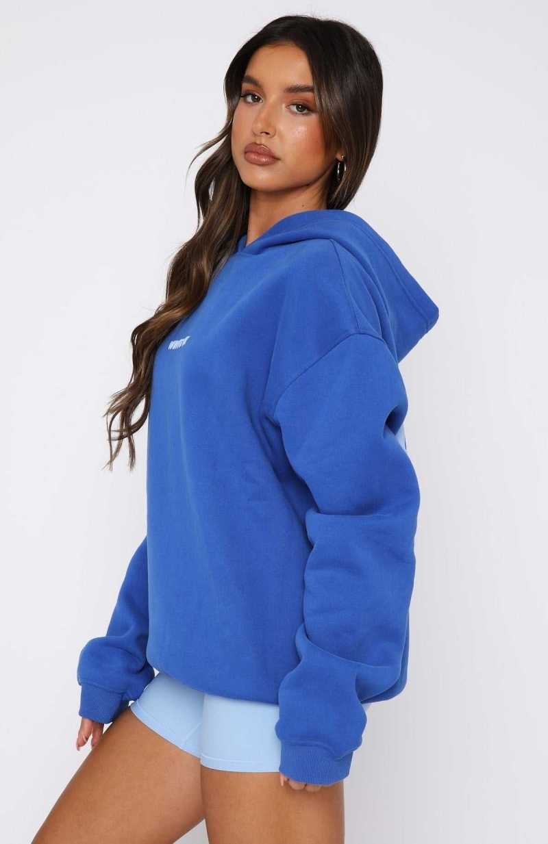 White Fox Leisure Series Oversized Hoodie Cobalt | CGZODL-796