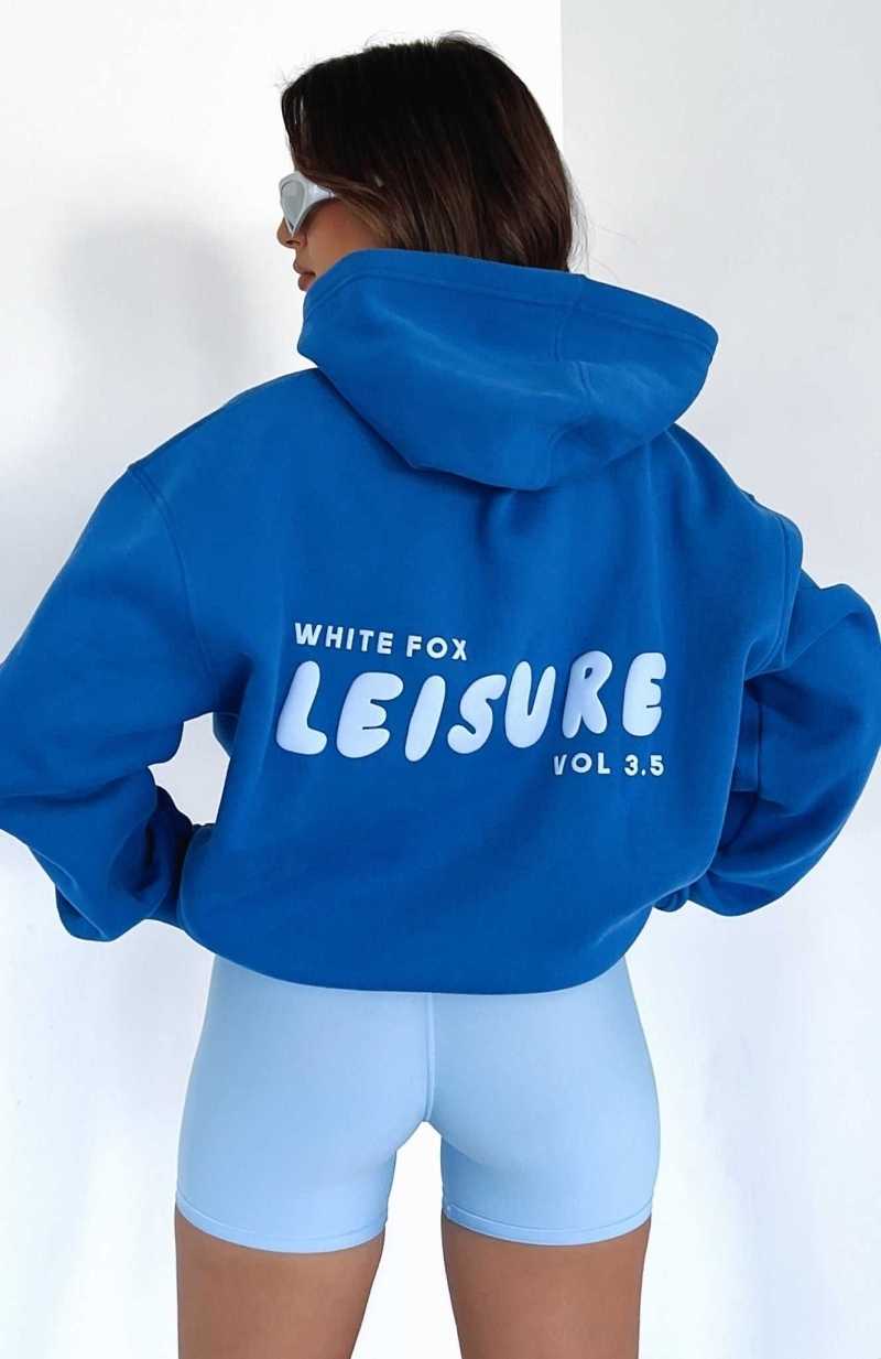 White Fox Leisure Series Oversized Hoodie Cobalt | CGZODL-796