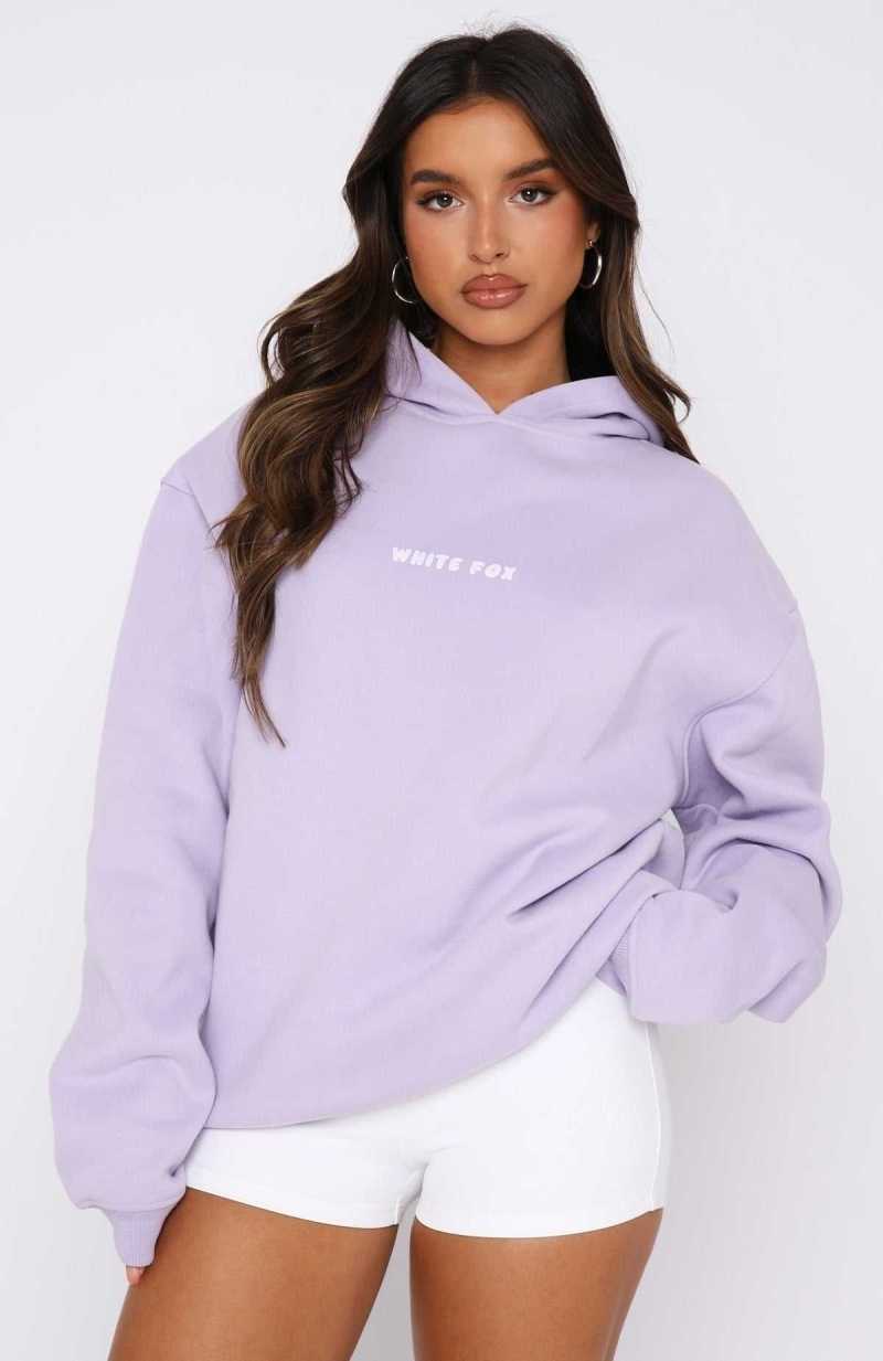 White Fox Leisure Series Oversized Hoodie Lavender | XSQCFG-820