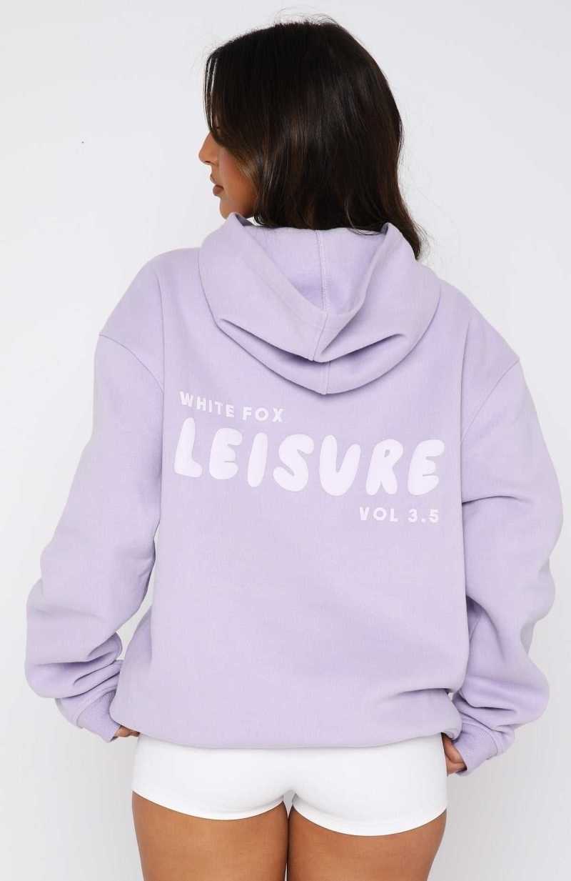 White Fox Leisure Series Oversized Hoodie Lavender | XSQCFG-820