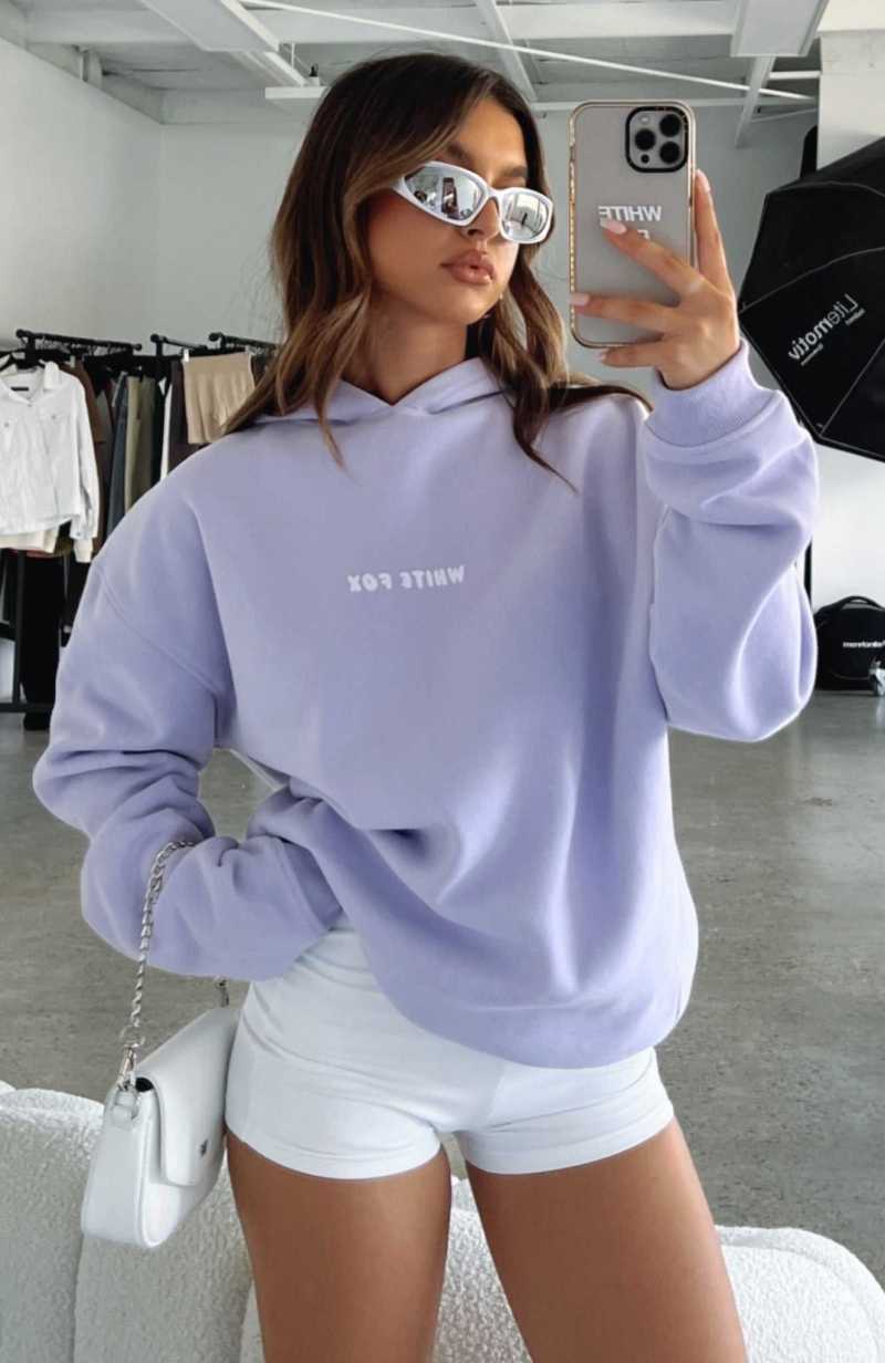 White Fox Leisure Series Oversized Hoodie Lavender | XSQCFG-820