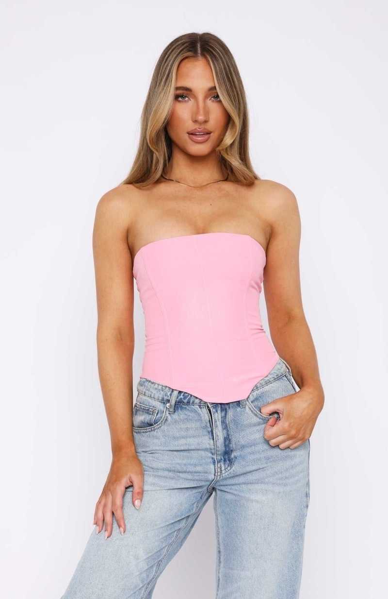 White Fox Let It Go Strapless Bustier Bubblegum | NILJUV-589