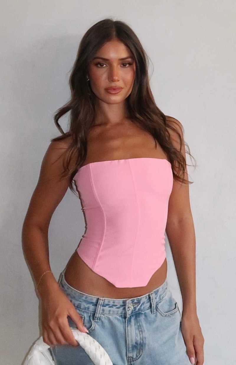 White Fox Let It Go Strapless Bustier Bubblegum | NILJUV-589