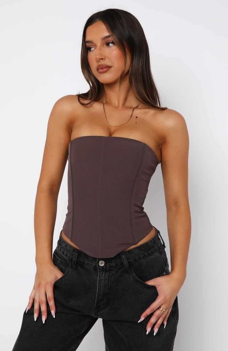 White Fox Let It Go Strapless Bustier Chocolate | NJHYWI-395