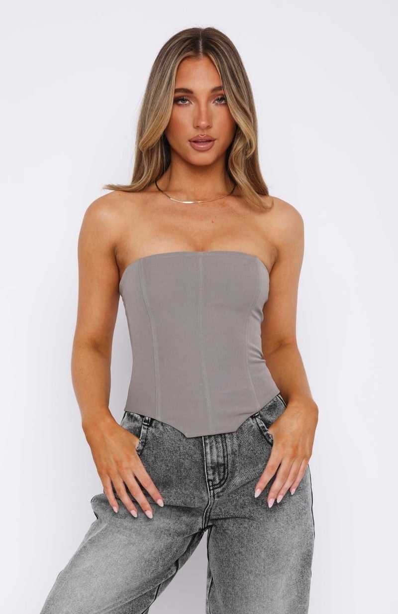 White Fox Let It Go Strapless Bustier Slate | RGMVLF-517