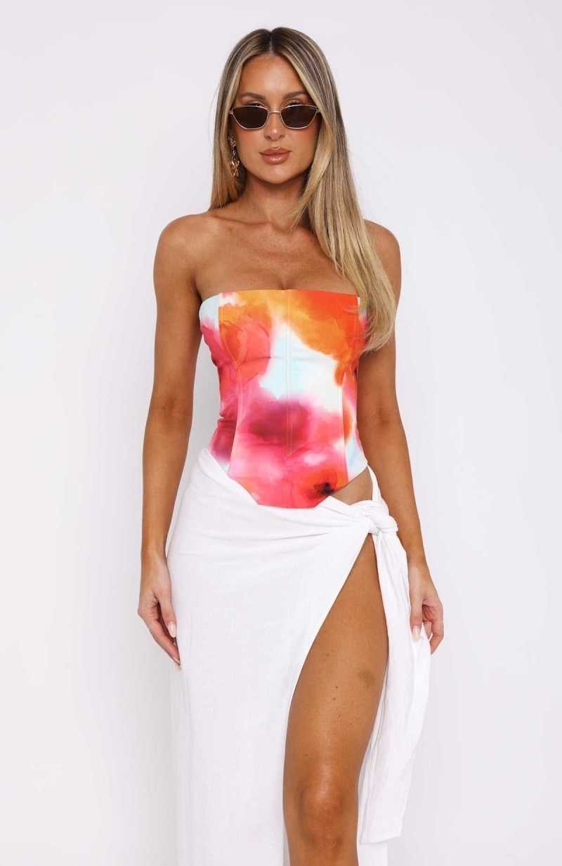 White Fox Let It Go Strapless Bustier Summer Burst | VDZRXJ-350