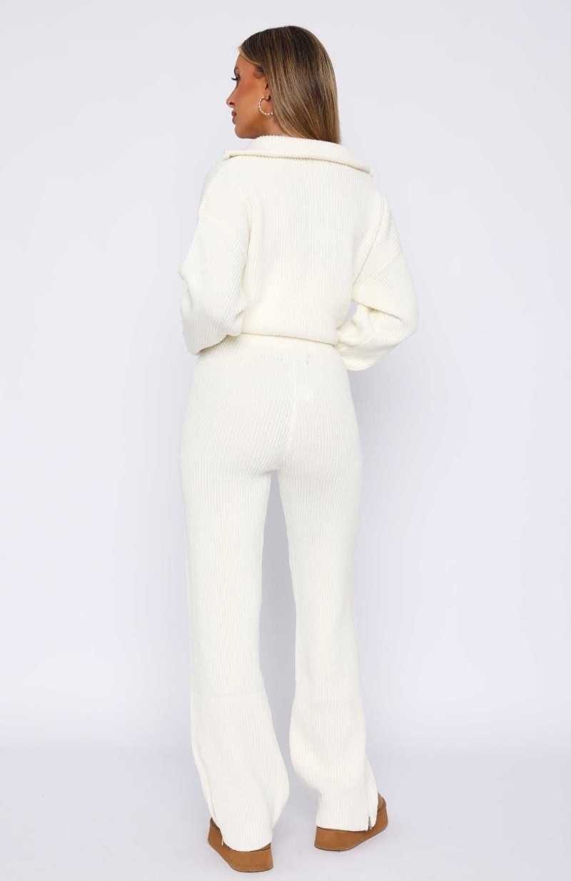 White Fox Let's Get Cosy Knit Pants Cream | BEOPCS-419