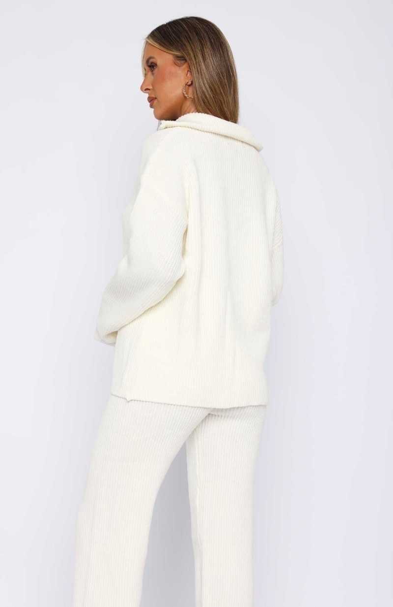 White Fox Let's Get Cosy Knit Sweater Cream | LFGCDS-371