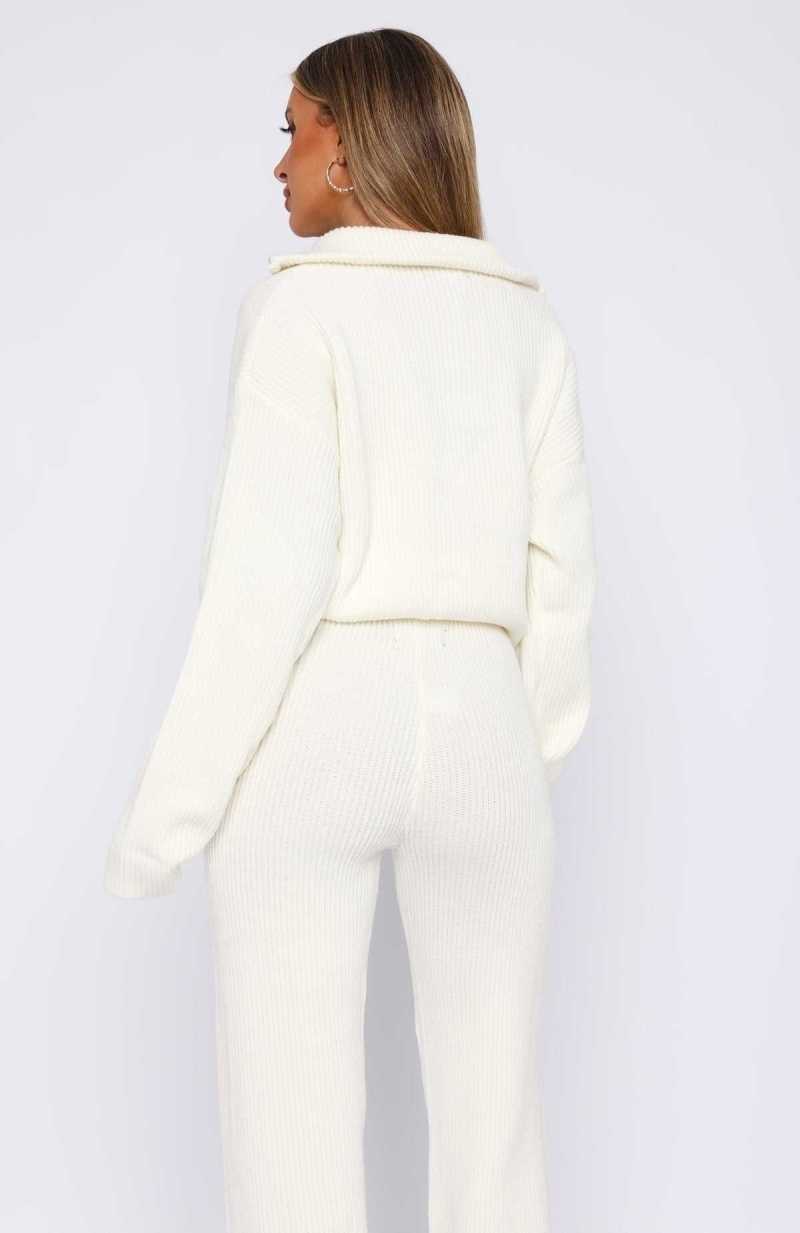 White Fox Let's Get Cosy Knit Sweater Cream | LFGCDS-371